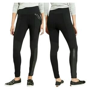 Athleta Luxe Ponte Black Athleisure Leggings‎ with Zippers Medium